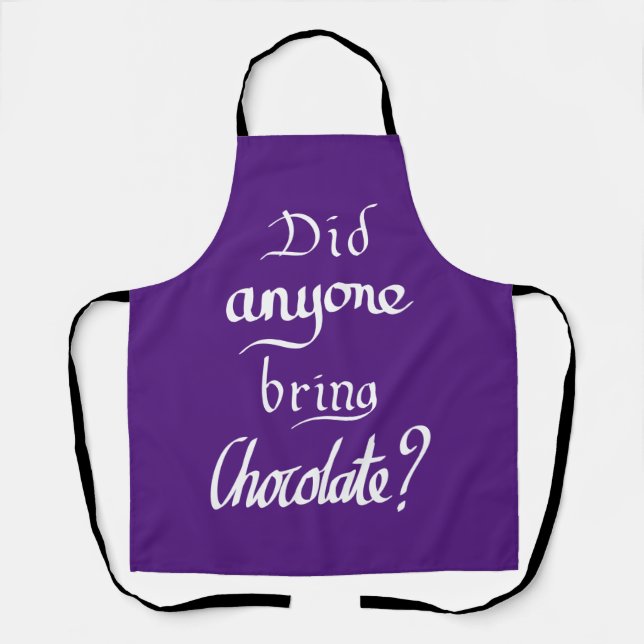 Tablier Citation de chocolat manuscrite drôle humour viole (Recto)