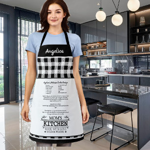 Tablier Citation de la cuisine de maman avec nom, noir bla