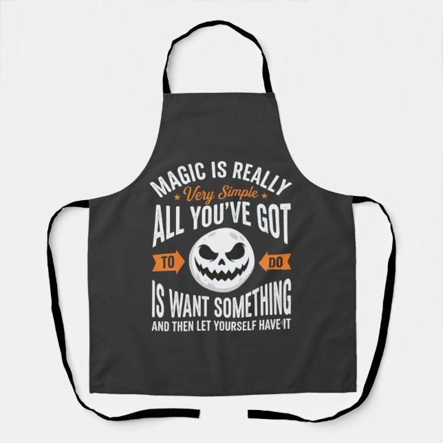 Tablier Citation de magie d'Halloween Design de visage de  (Recto)
