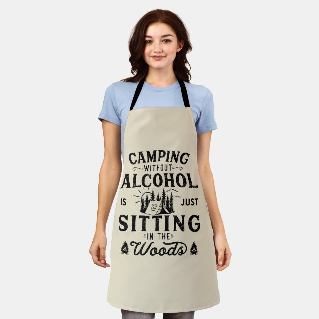 Tablier Citation d'équipe de camping et de boisson drôle (Porté)