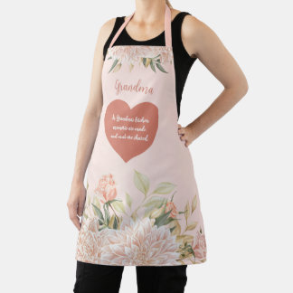 Tablier Citation Grand-Mère Aquarelle Rose Floral