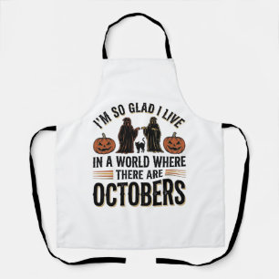 Tablier Citation Halloween Vintage Octobre Dessin Chat Cit