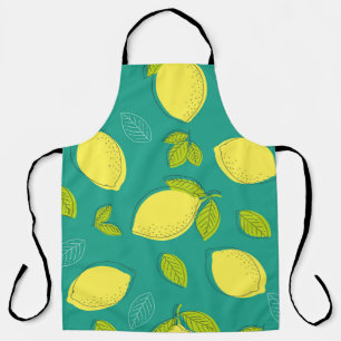 Tablier Citron à main sans couture avec Motif Feuille en B