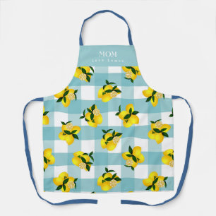 Tablier Citron chic En vichy bleu