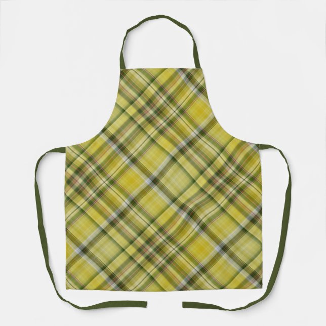 Tablier Citron jaune et vert plaid (Recto)