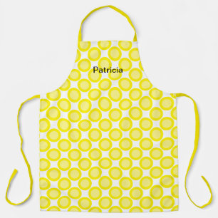 Tablier Citron jaune Pois blanc Nom personnalisé Cool