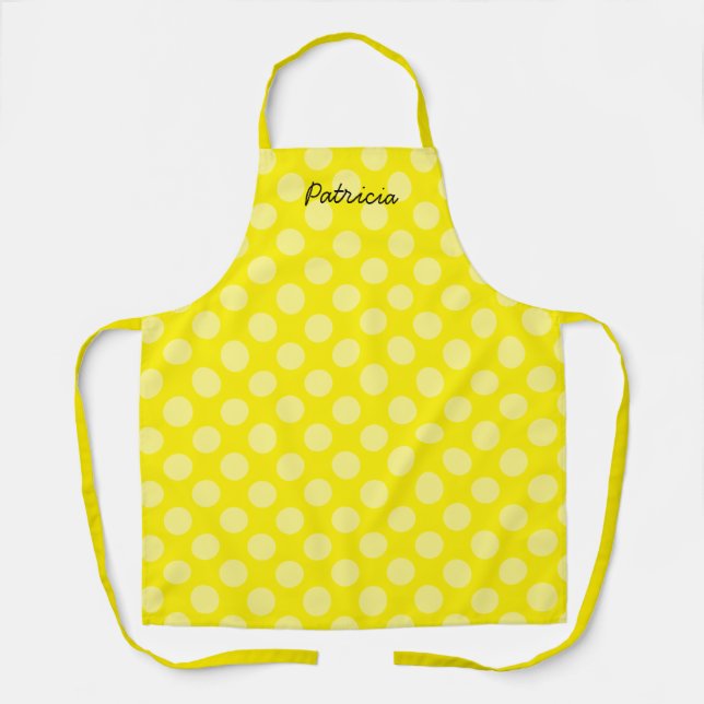 Tablier Citron Jaune Pois Nom Fête Cadeau Favoriser Cool (Recto)