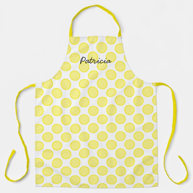 Tablier Citron Jaune Pois Personnalisé Nom Colorful Cadeau (Recto)