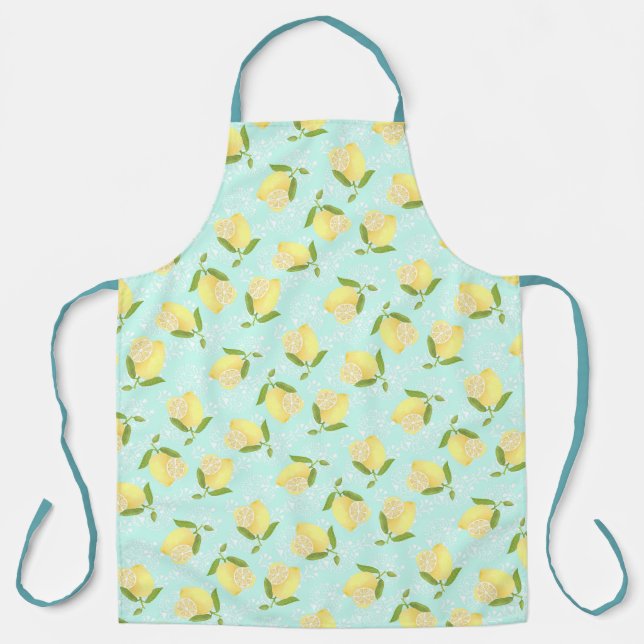 Tablier Citron Motif Aimer Bleu (Recto)