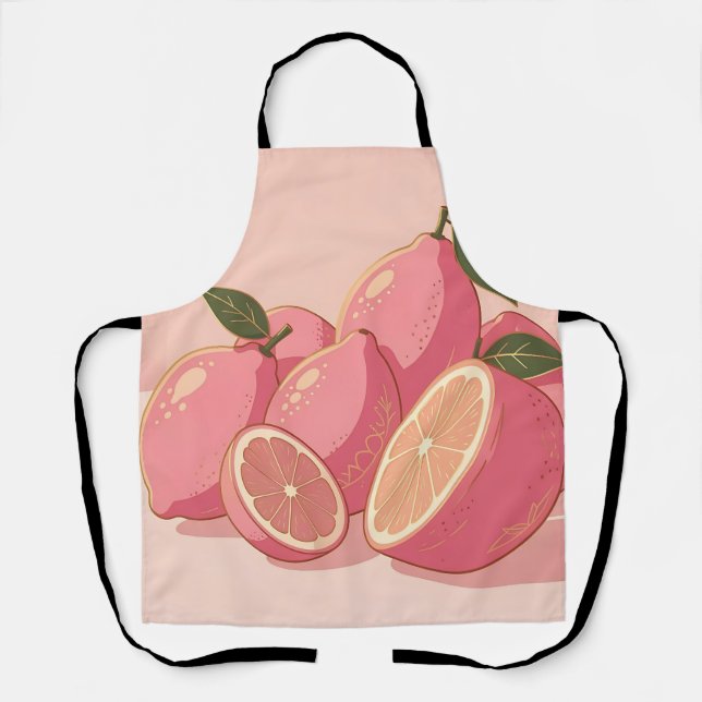 Tablier Citron Rose Moderne Féminin (Recto)