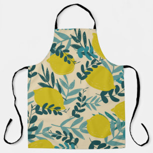Tablier Citrons et feuilles, arrière - plan vintage.