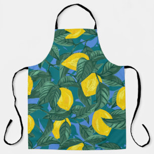 Tablier Citrons, feuille : motif tropical d'agrumes.