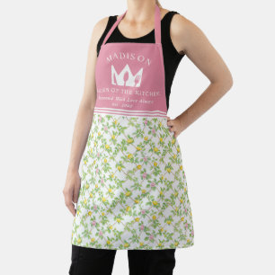 Tablier Citrons floraux roses Citrus Reine de la cuisine