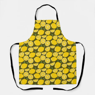 Tablier Citrons jaunes et motif vert olive : Citrus modern