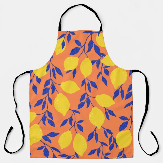 Tablier Citrons stylisés Vintage Motif tropical (Recto)