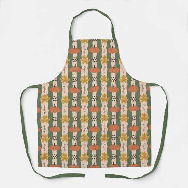 Tablier Citrouille à main et Motif feuille (Recto)