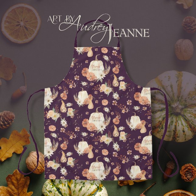 Tablier Citrouille Automne Thanksgiving BOHO Floral (Créateur téléchargé)