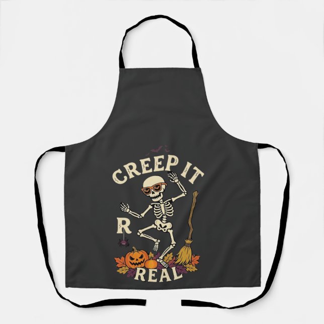 Tablier Citrouille Balai de squelette dansant Creep It Rea (Recto)