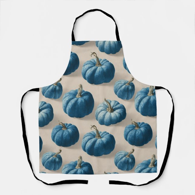 Tablier Citrouille bleu moderne Design d'automne (Recto)
