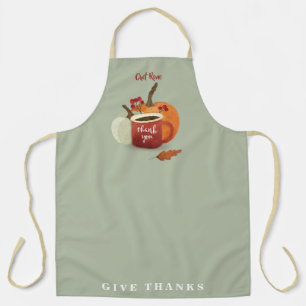 Tablier Citrouille & Café Fête Personnalisée