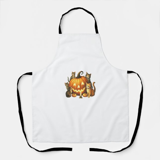 Tablier Citrouille Chat Halloween saison Éffrayante (Recto)