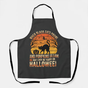 Tablier Citrouille Chat Noir Halloween Design Vectoriel