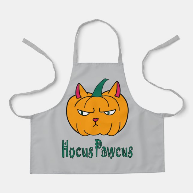 Tablier Citrouille de chat roux de Halloween hocus pocus m (Recto)