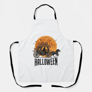 Tablier Citrouille de Halloween vintage Carrosse Sorcière 
