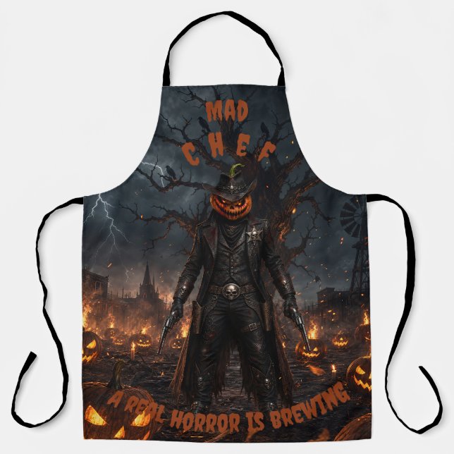 Tablier Citrouille de sheriff cowboy Halloween effrayant é (Recto)