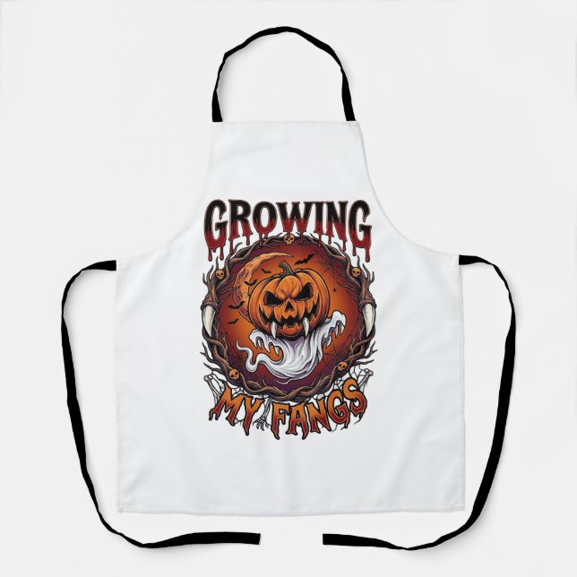 Tablier Citrouille de vampire aux crocs croissants Chauves (Recto)
