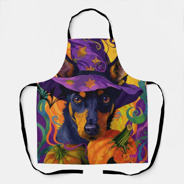 Tablier Citrouille d'Halloween avec Kelpie Australien effr (Recto)