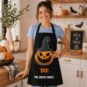 Tablier Citrouille d'Halloween “BOO!” – Nom personnalisé