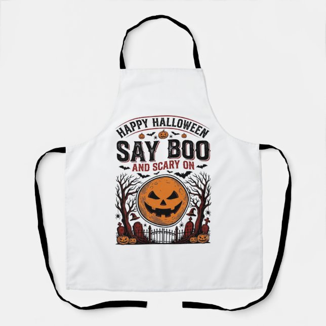 Tablier Citrouille d'Halloween dit Boo Épouvantable Vintag (Recto)