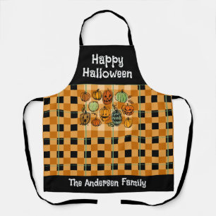 Tablier Citrouille d'Halloween en vichy mignonne
