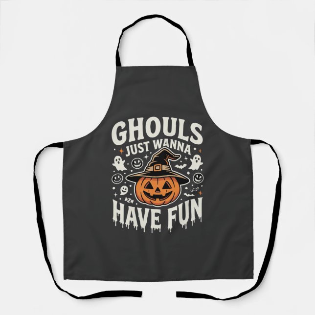 Tablier Citrouille d'Halloween Les goules veulent juste s' (Recto)