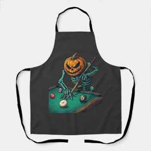 Tablier Citrouille d'Halloween squelette jouant au billard