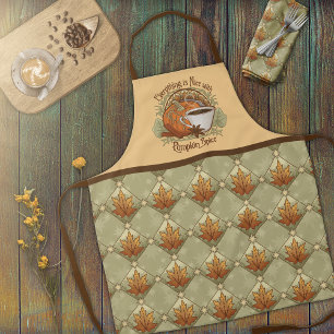 Tablier Citrouille épice, feuilles d'automne et étoiles Mo
