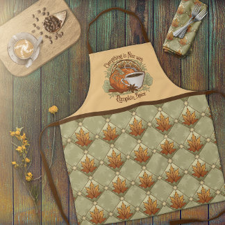 Tablier Citrouille épice, feuilles d'automne et étoiles Mo