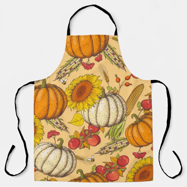 Tablier Citrouille et Motif Feuille de Maple. (Recto)
