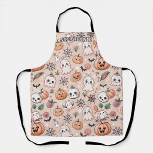 Tablier Citrouille fantôme mignonne motif Halloween orange