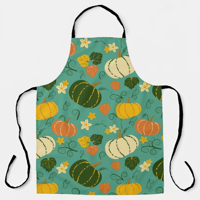 Tablier Citrouille, feuille : motif végétal d'automne (Recto)
