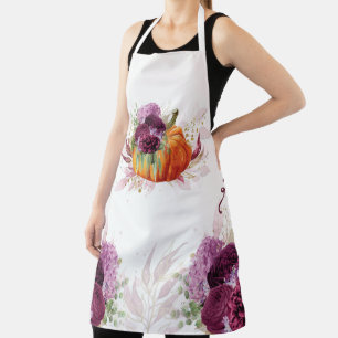 Tablier Citrouille floral violet de Thanksgiving
