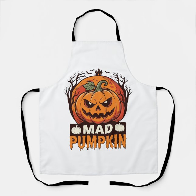 Tablier Citrouille Folle Halloween Dessin de Gravure Vinta (Recto)