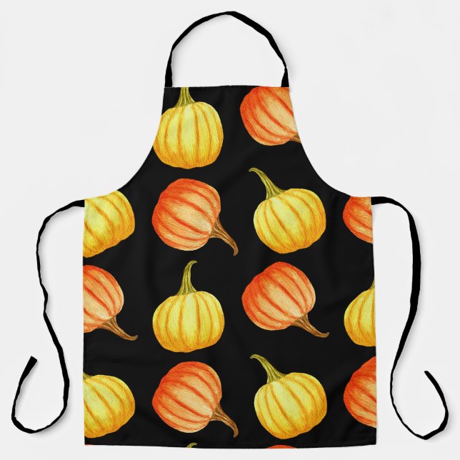Tablier Citrouille orange : Motif d'aquarelle transparente (Recto)