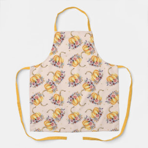 Tablier Citrouille pastel peach or polka dot fleurs chute