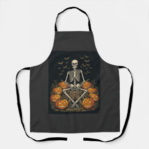Tablier Citrouille squelette Halloween Design Rétro Vintag