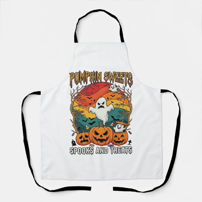 Tablier Citrouille Sucreries Esprits Traitements Halloween (Recto)