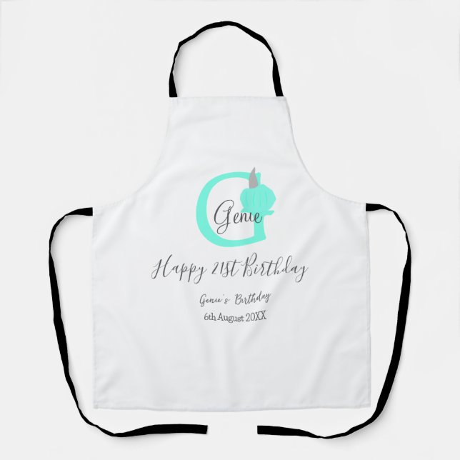 Tablier Citrouille vert automne anniversaire 21e pastel gr (Recto)
