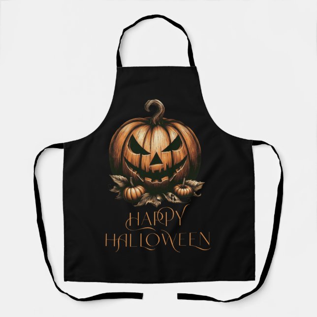 Tablier Citrouille vintage joyeux Halloween (Recto)