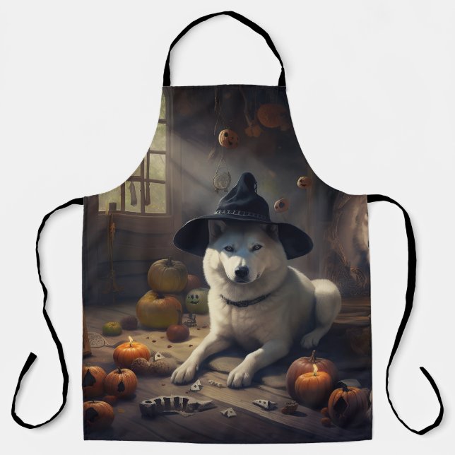 Tablier Citrouilles d'Akita Halloween Épouvantables (Recto)